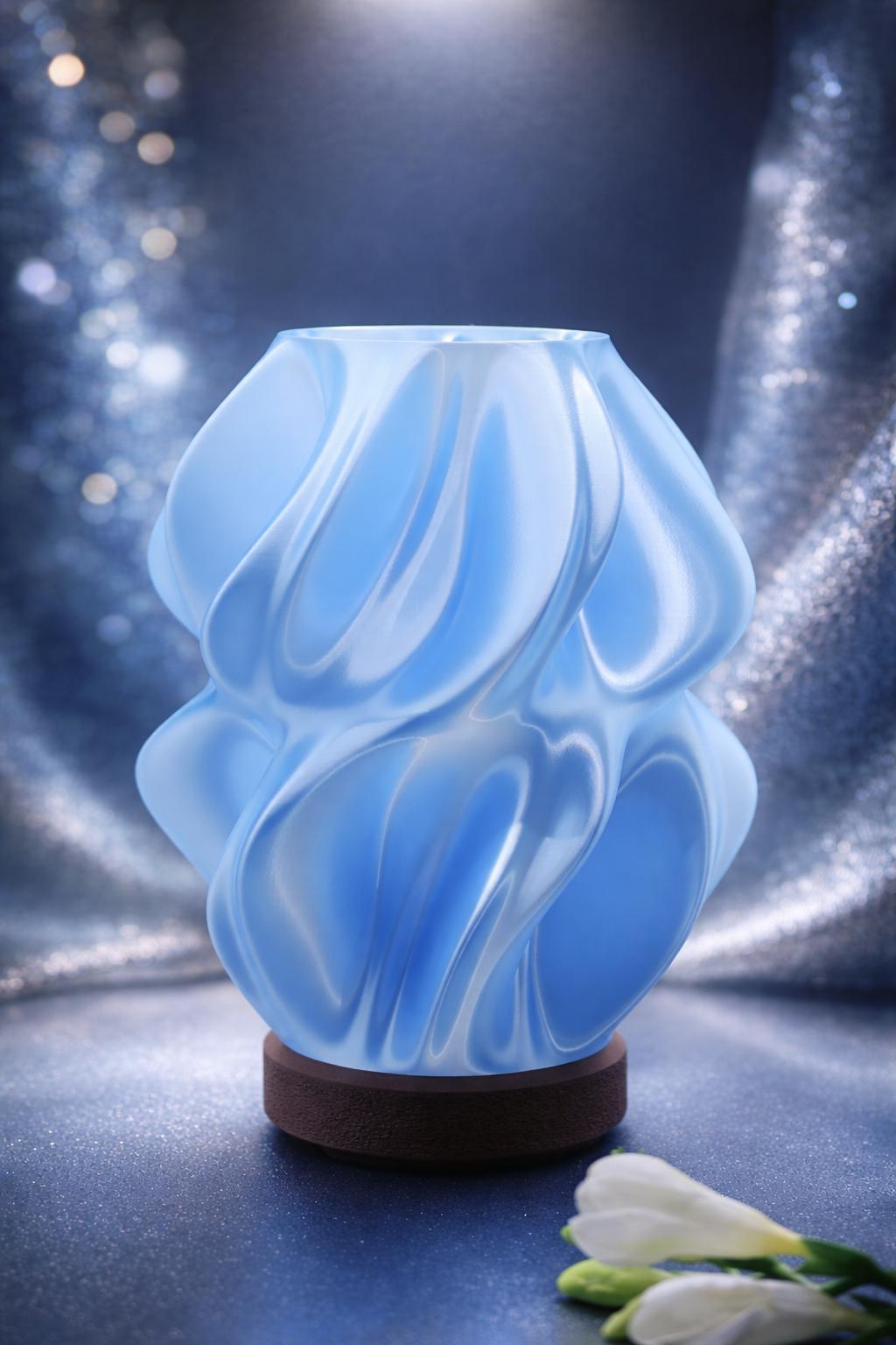 3D-gedruckte Wellen-Vase in Perlmutt-Optik